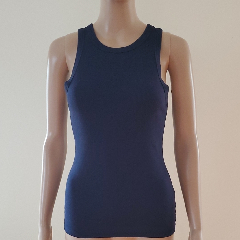 Navy Ribbed Tank
